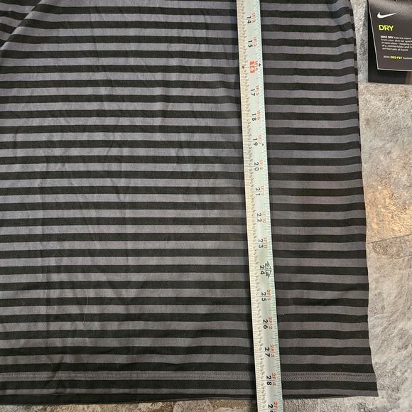 Nike Dri-Fit Striped Golf Polo Black Grey Activewear Mens Size S - Picture 7 of 9
